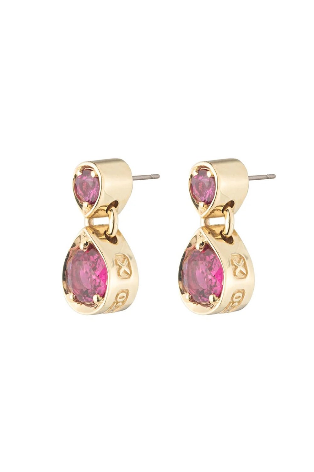 FOUNDRAE-Ruby Forever And Always A Pair - Love Earrings-YELLOW GOLD