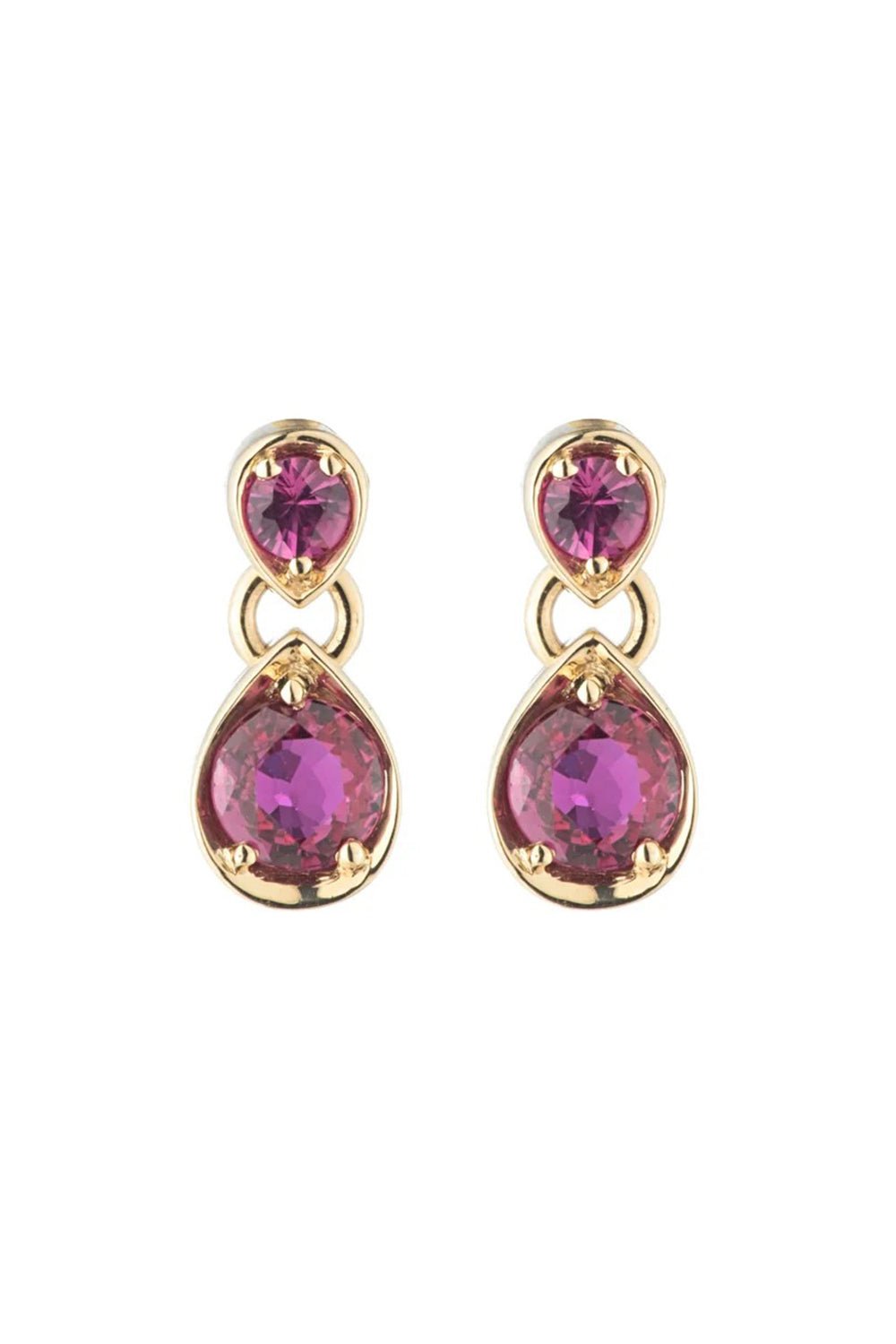 FOUNDRAE-Ruby Forever And Always A Pair - Love Earrings-YELLOW GOLD
