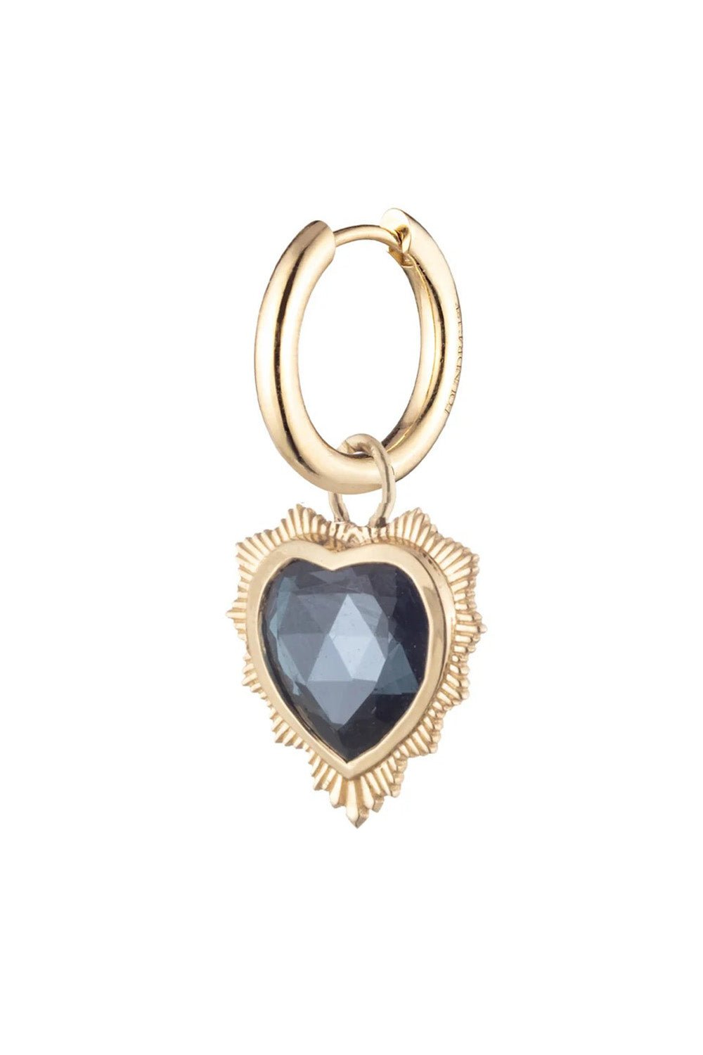 FOUNDRAE-Single Heart Earring - Blue Topaz-YELLOW GOLD