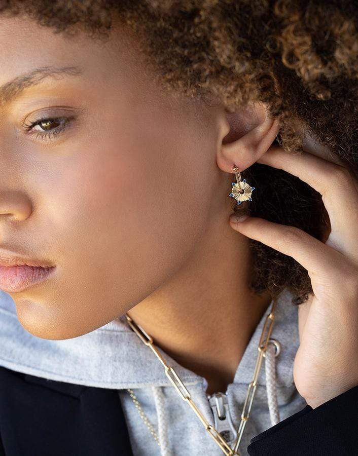 FOUNDRAE-Small Sapphire Element Disk-YELLOW GOLD