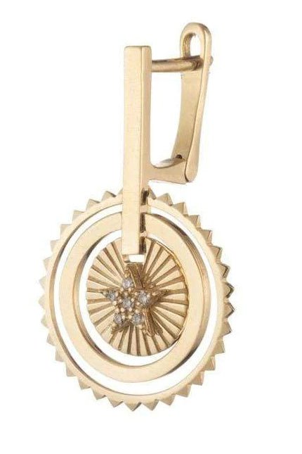 FOUNDRAE-Strength Floating Medallion Earring-YELLOW GOLD