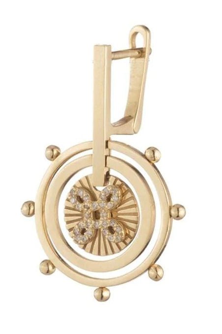 FOUNDRAE-True Love Floating Medallion Earring-YELLOW GOLD