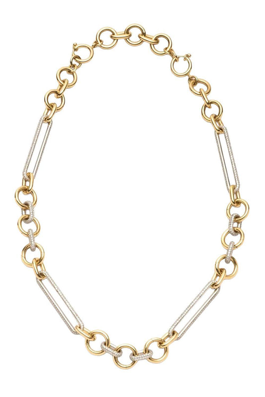 Oversized Pave Mixed Clip Chain-YELLOW GOLD-JEWELRYFINE JEWELNECKLACE O-FOUNDRAE