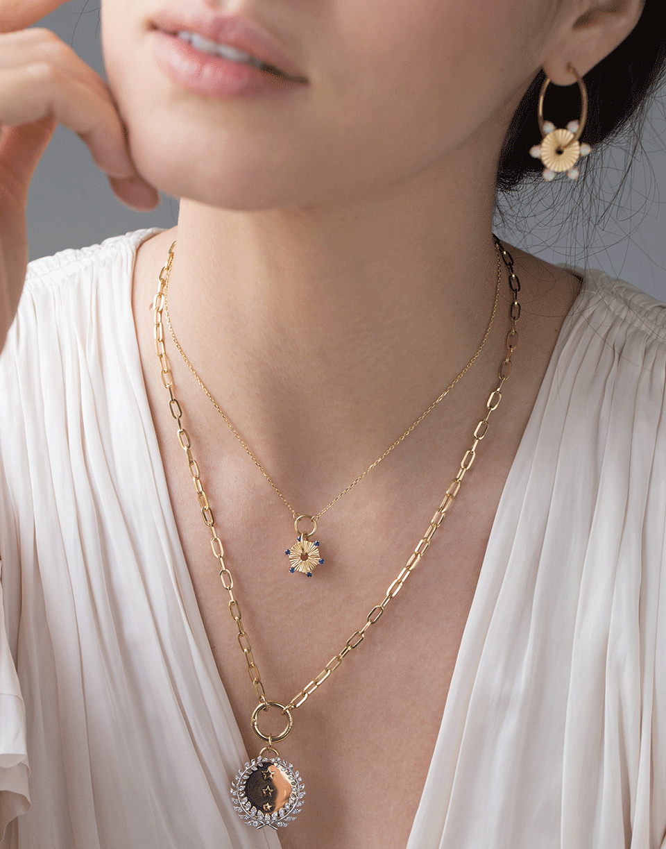 FOUNDRAE-Air Element Blue Sapphire Necklace-YELLOW GOLD