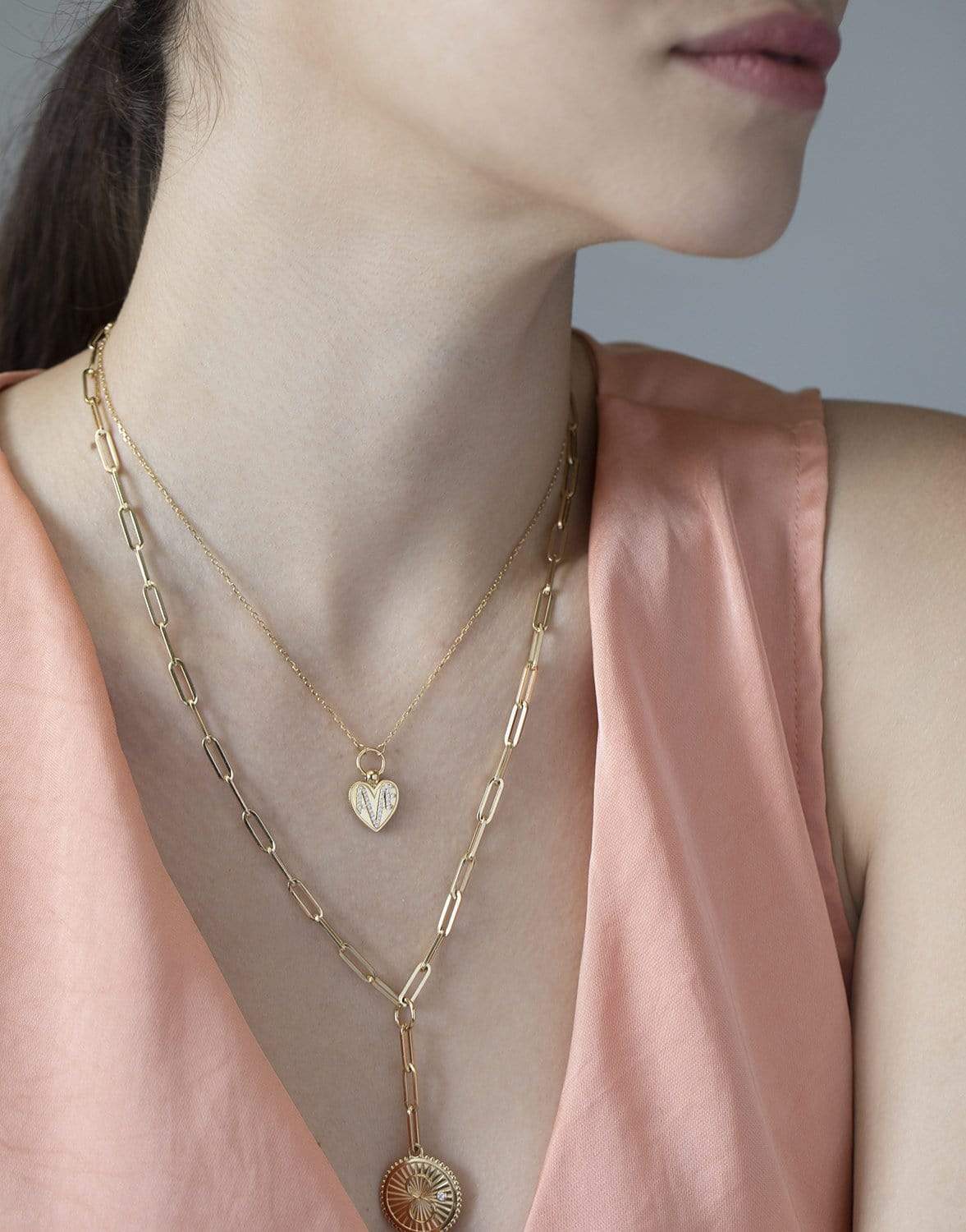FOUNDRAE-Amate Crest Thread Necklace-YELLOW GOLD