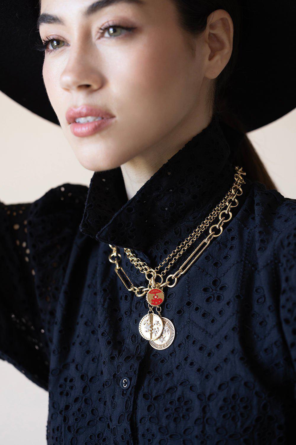 FOUNDRAE-Blossoms - Resilience Heavy Mixed Belcher Extension Chain Necklace-YELLOW GOLD