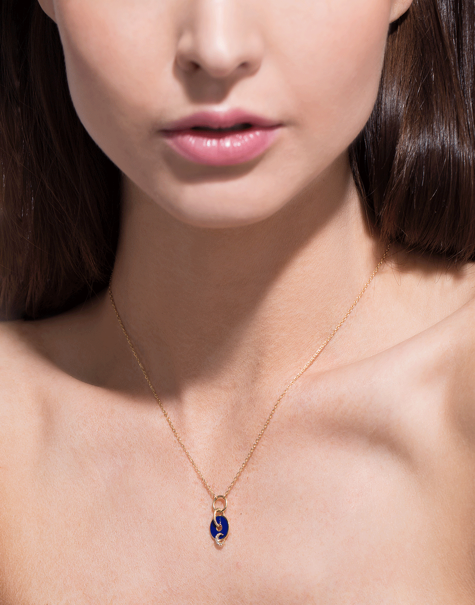 FOUNDRAE-Blue Crescent Disc Necklace-YELLOW GOLD