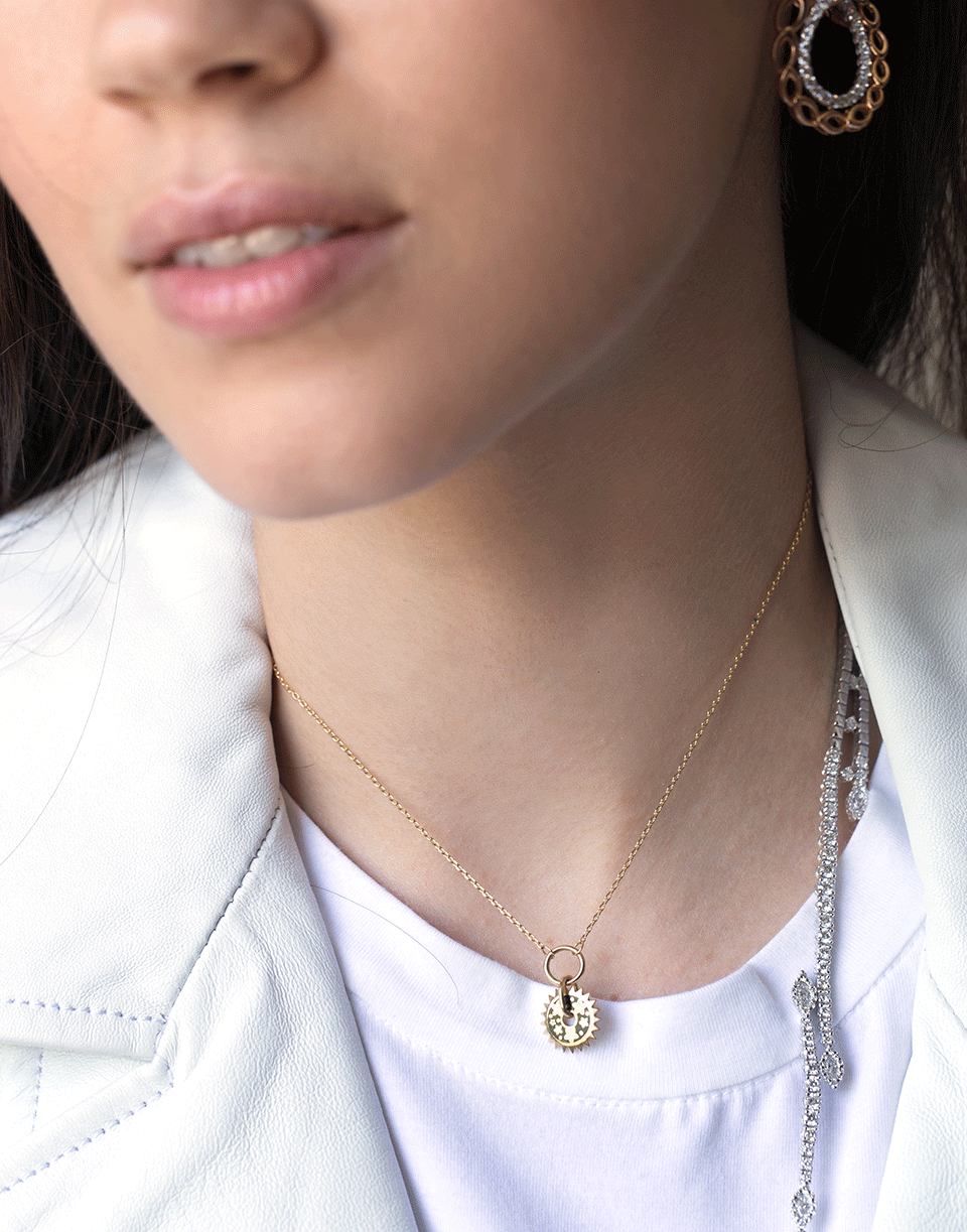 FOUNDRAE-Dark Blossoms Disk Necklace-YELLOW GOLD