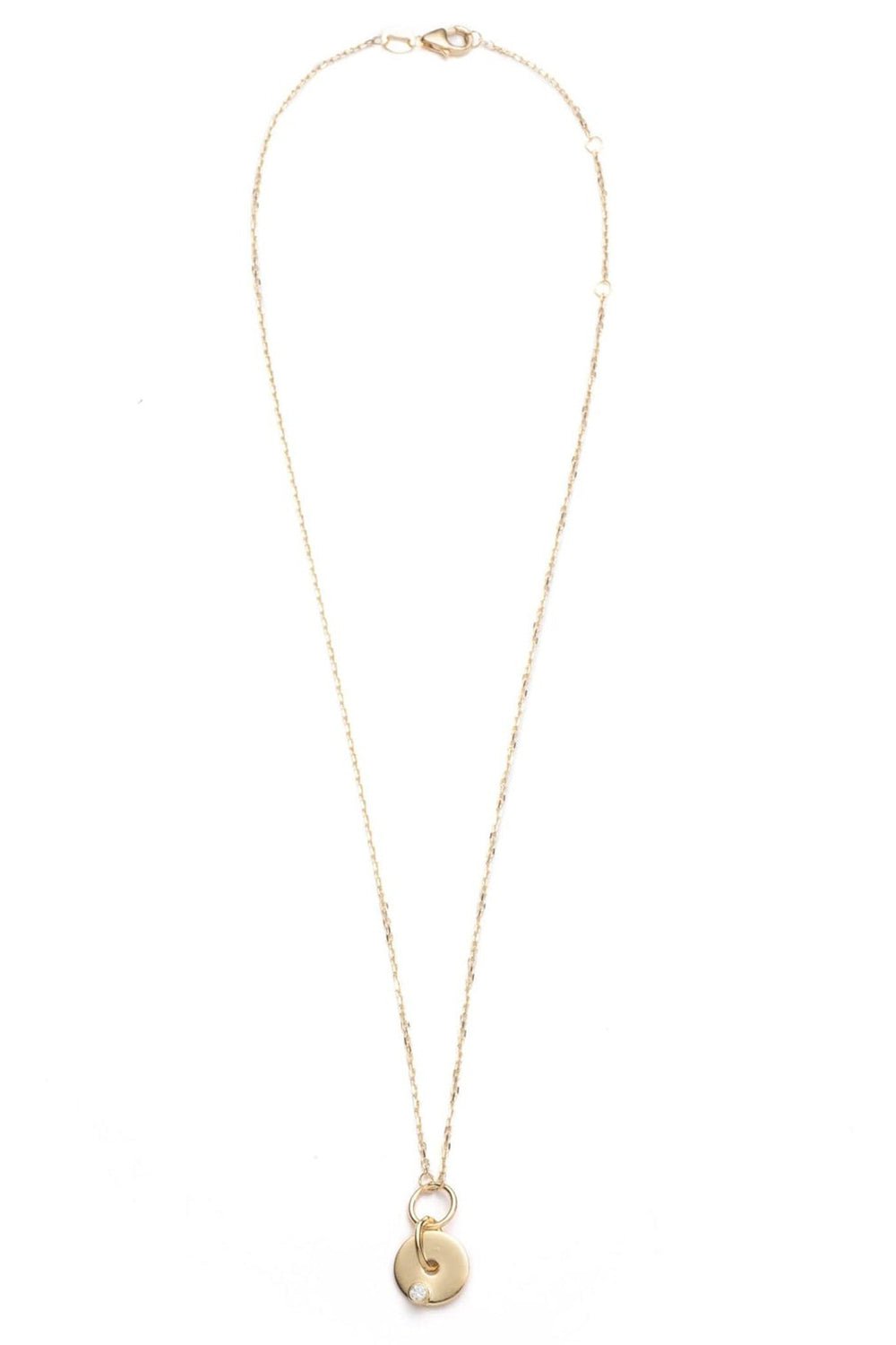 FOUNDRAE-Diamond Symbol Disk Drop Necklace-YELLOW GOLD