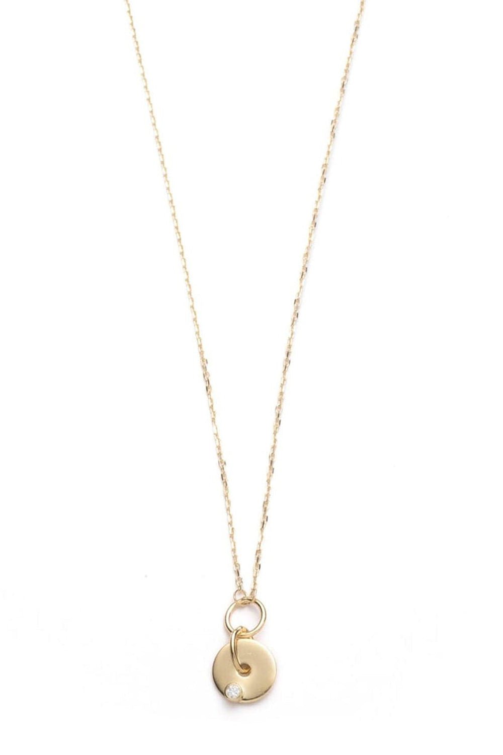 FOUNDRAE-Diamond Symbol Disk Drop Necklace-YELLOW GOLD