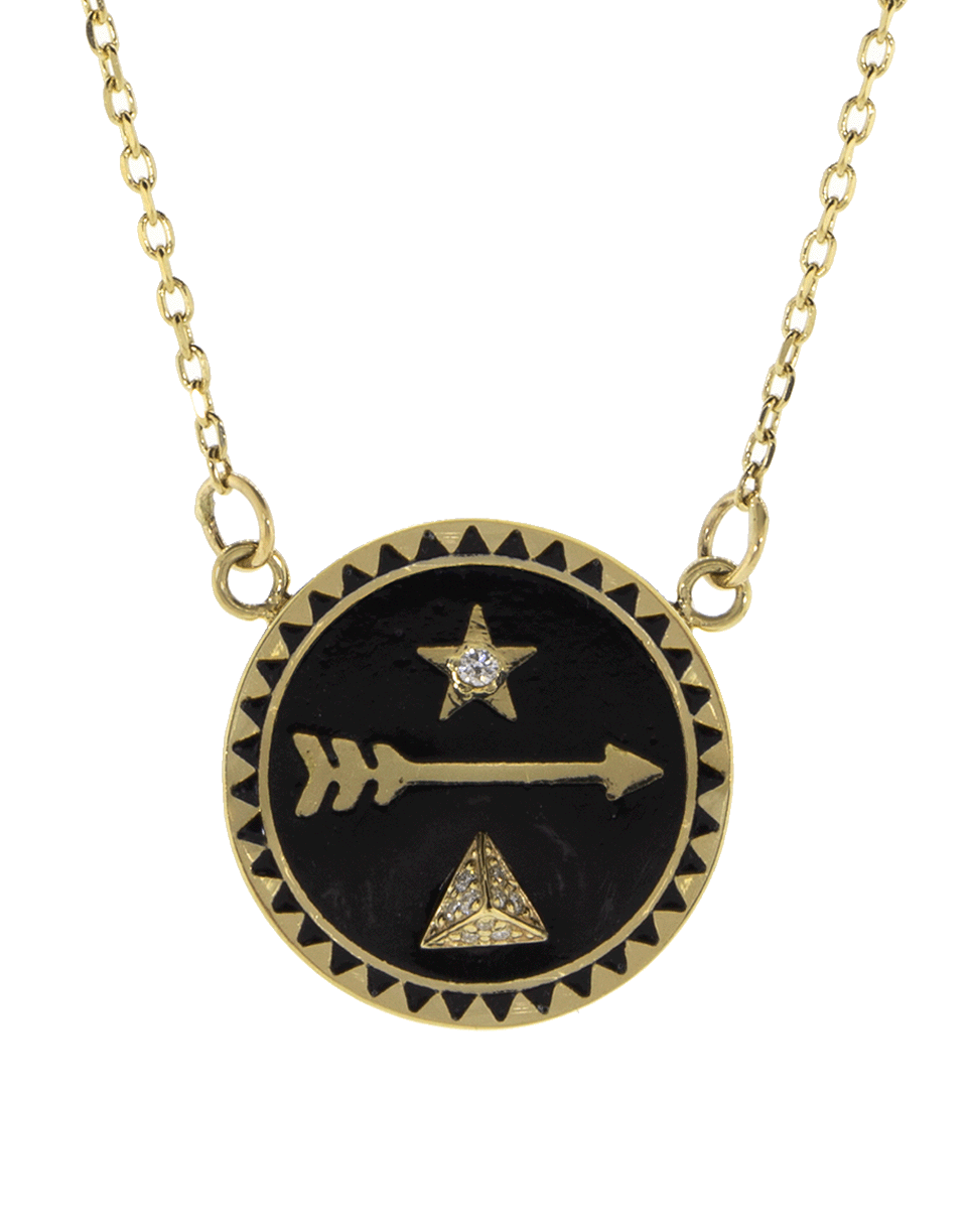 FOUNDRAE-Dream Black Enamel Champleve Necklace-YELLOW GOLD
