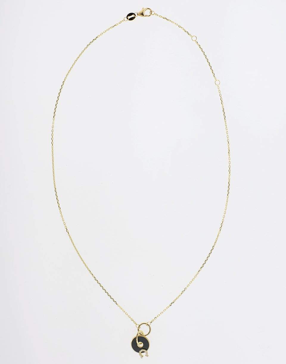FOUNDRAE-Horseshoe Disk Necklace-YELLOW GOLD