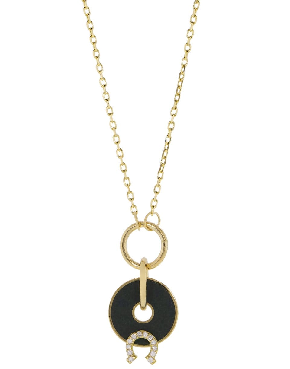 FOUNDRAE-Horseshoe Disk Necklace-YELLOW GOLD