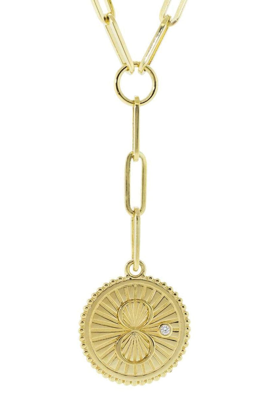 FOUNDRAE-Karma Medallion Fob Clip Necklace-YELLOW GOLD