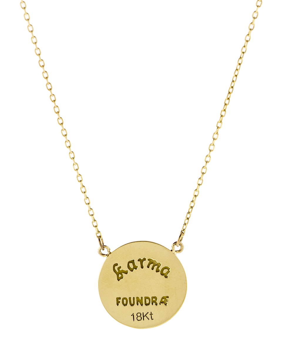 FOUNDRAE-Karma Petite Blue Enamel Champleve Stationary Necklace-YELLOW GOLD