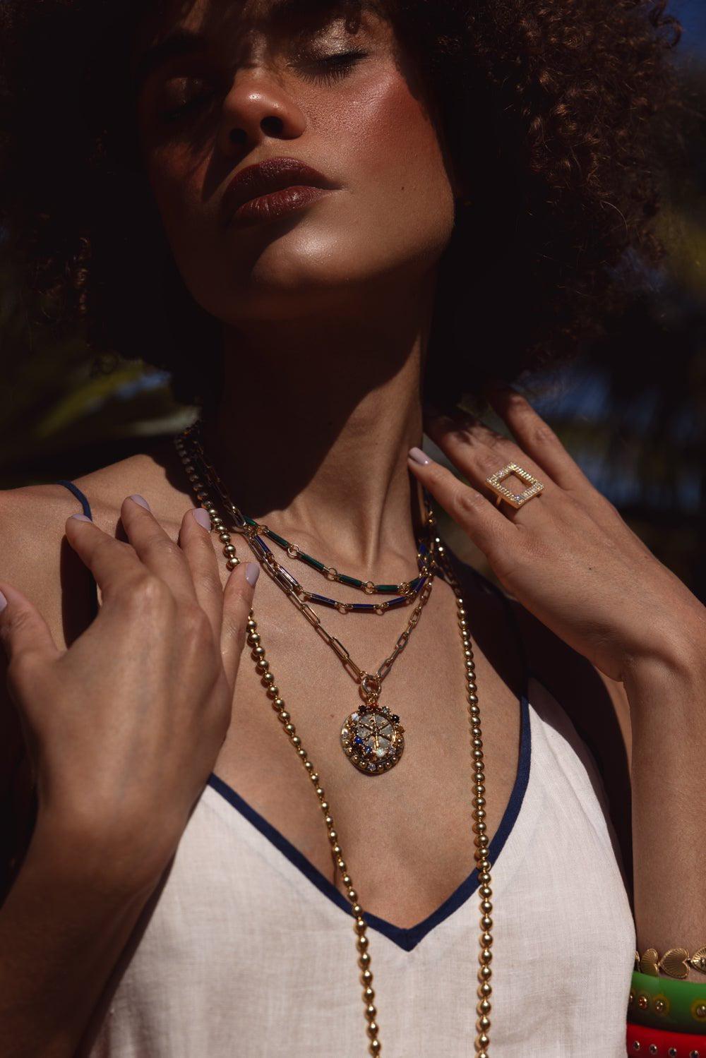 FOUNDRAE-Lapis Element Chain Choker-YELLOW GOLD