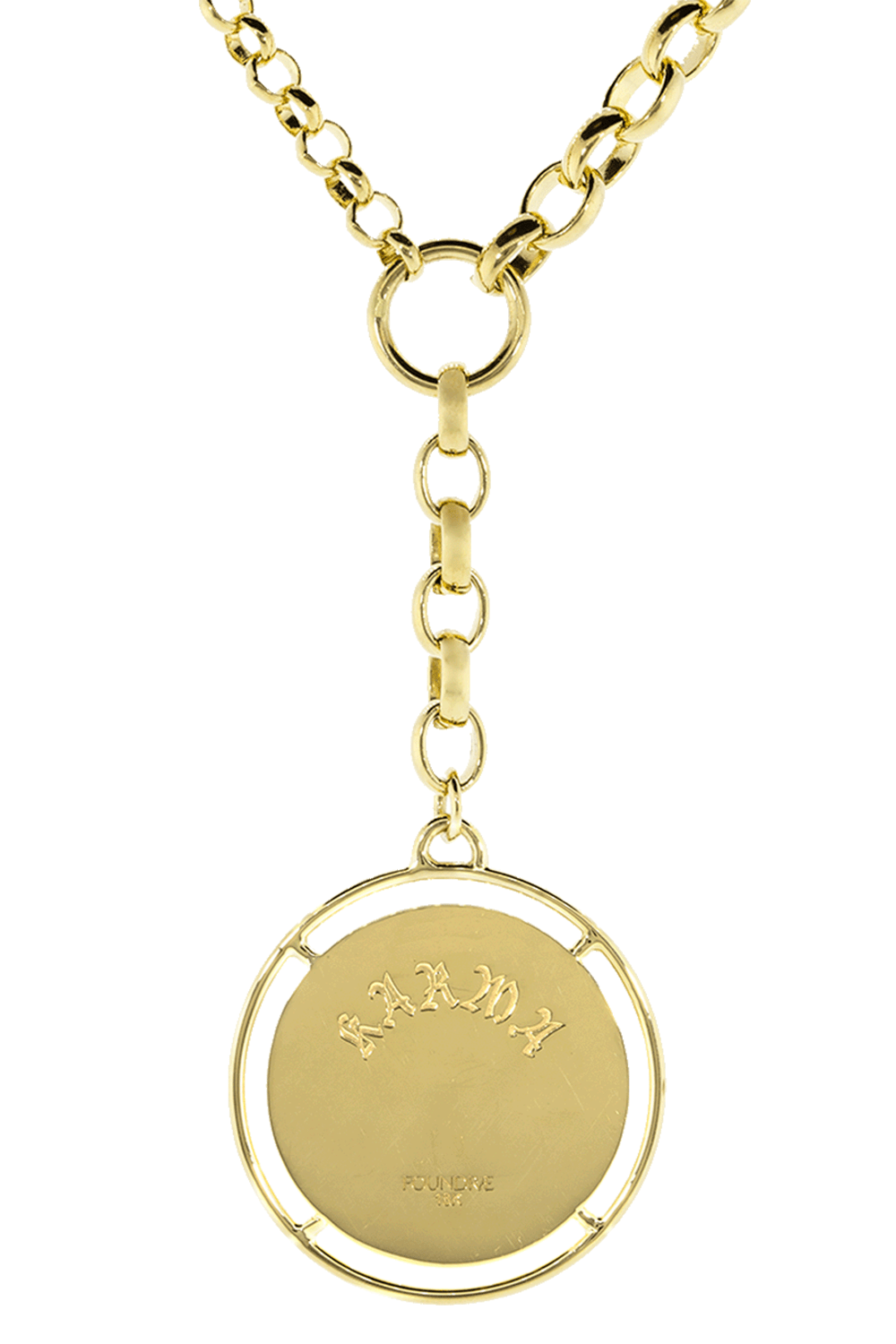 FOUNDRAE-Large Mixed Belcher Karma Medallion Necklace-YELLOW GOLD