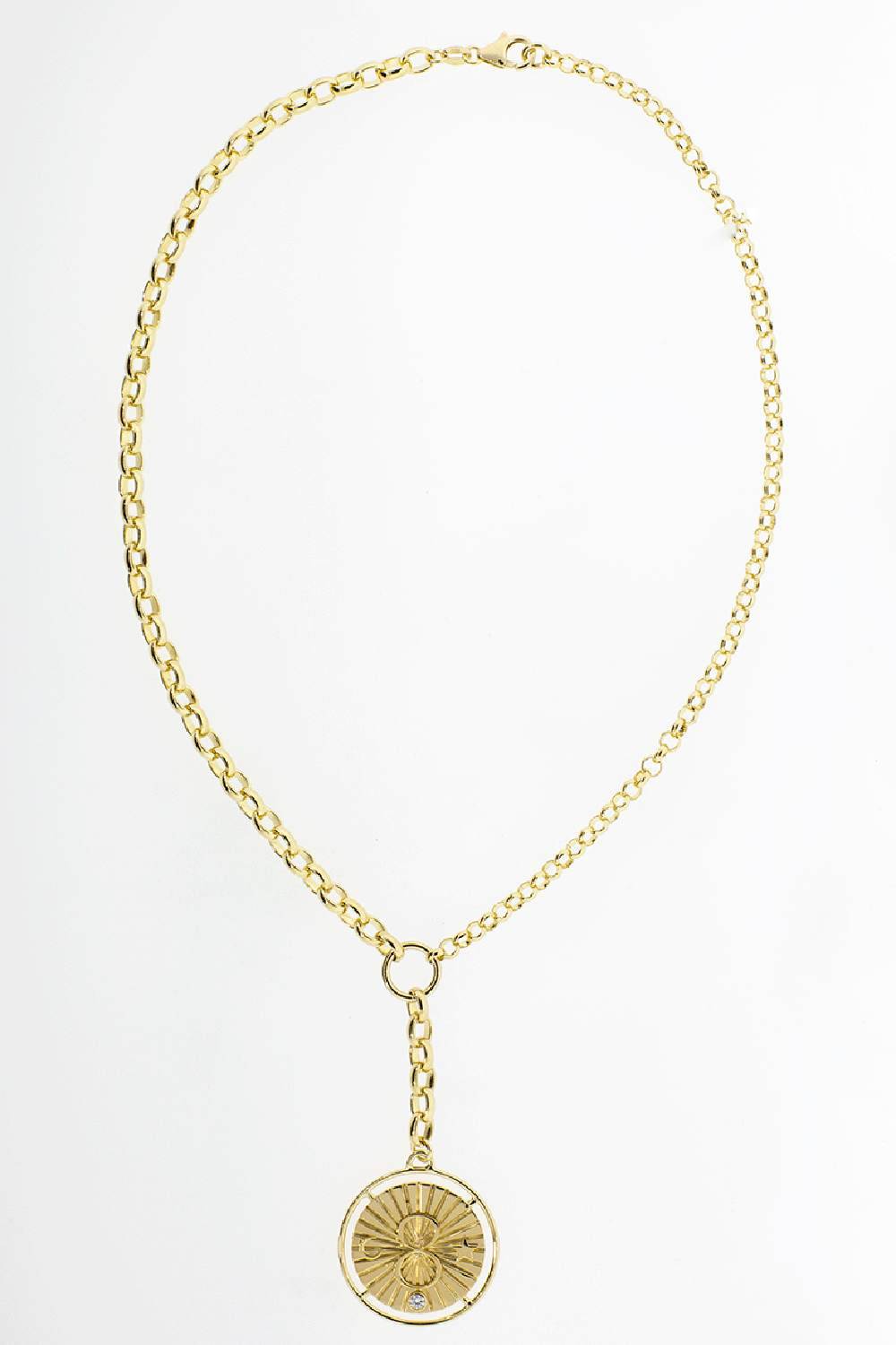 FOUNDRAE-Large Mixed Belcher Karma Medallion Necklace-YELLOW GOLD