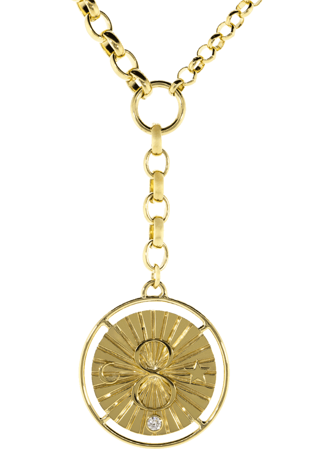 FOUNDRAE-Large Mixed Belcher Karma Medallion Necklace-YELLOW GOLD
