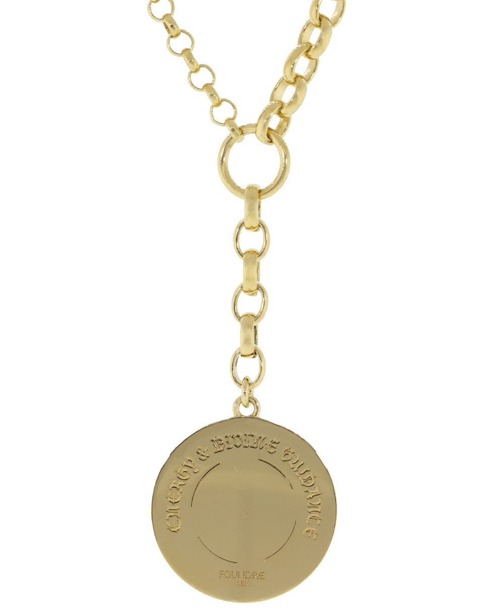 FOUNDRAE-Large Red Enamel Medallion Star Necklace-YELLOW GOLD