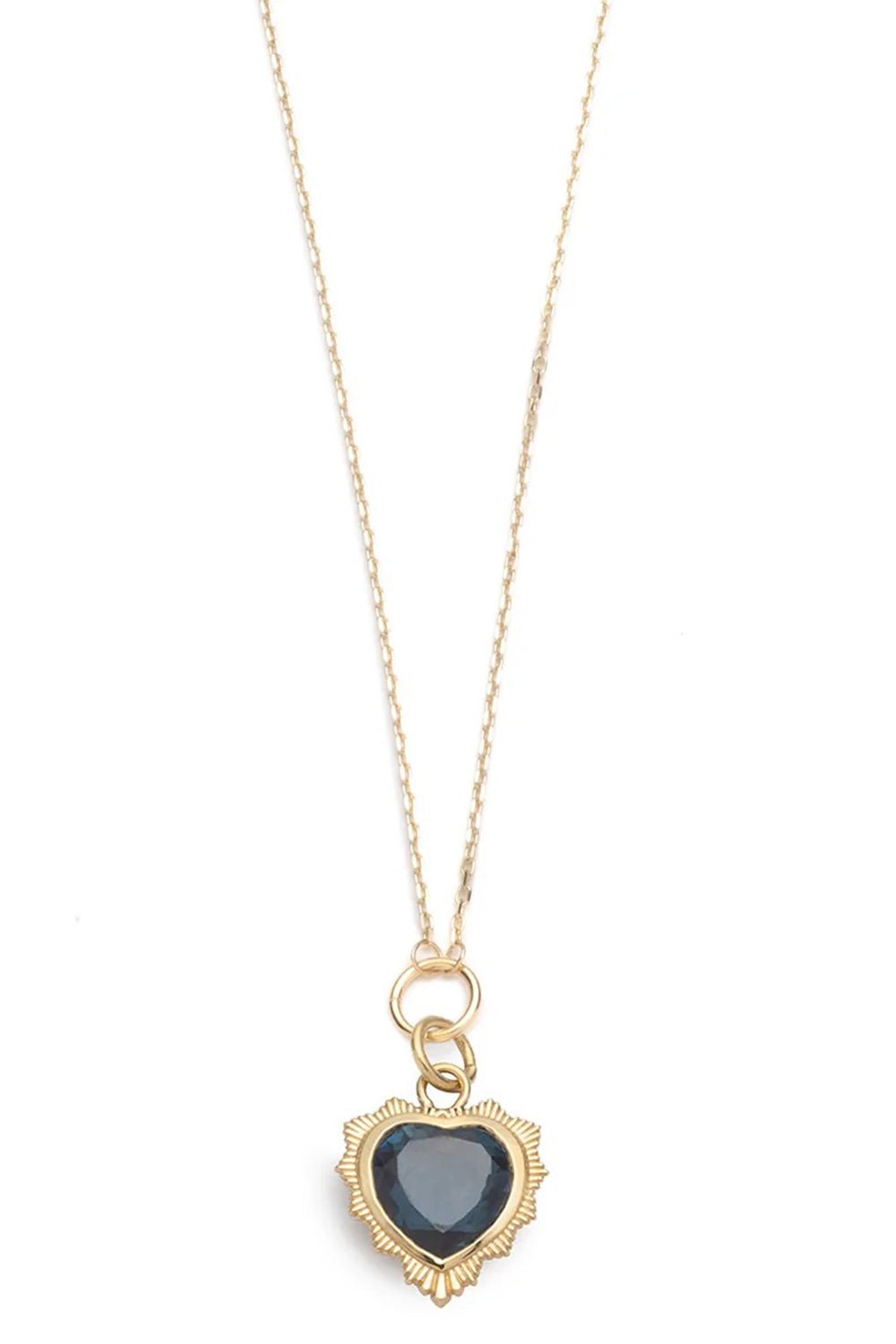FOUNDRAE-London Blue Topaz Heart Necklace-YELLOW GOLD