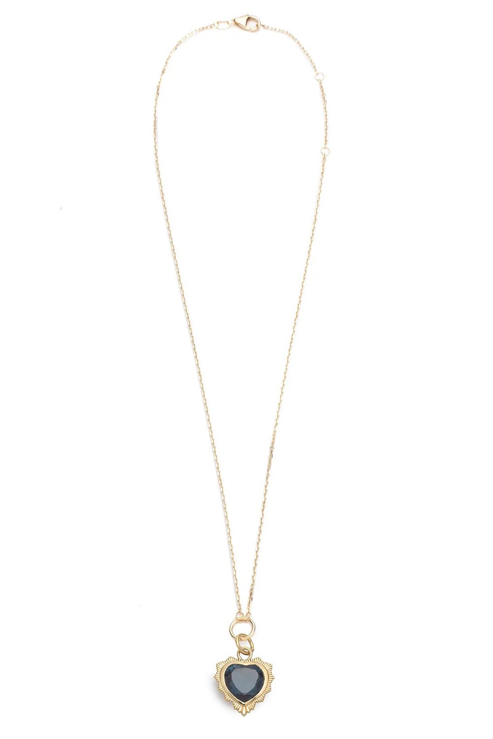 FOUNDRAE-London Blue Topaz Heart Necklace-YELLOW GOLD