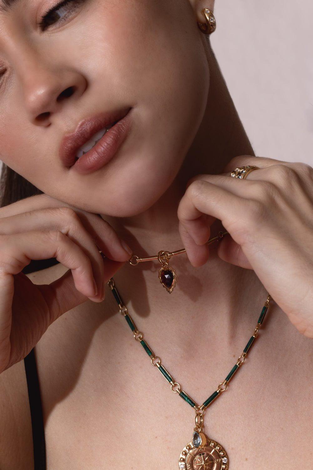 FOUNDRAE-Malachite Element Chain Choker-YELLOW GOLD