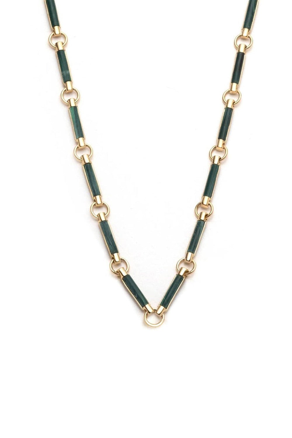 FOUNDRAE-Malachite Element Chain Choker-YELLOW GOLD