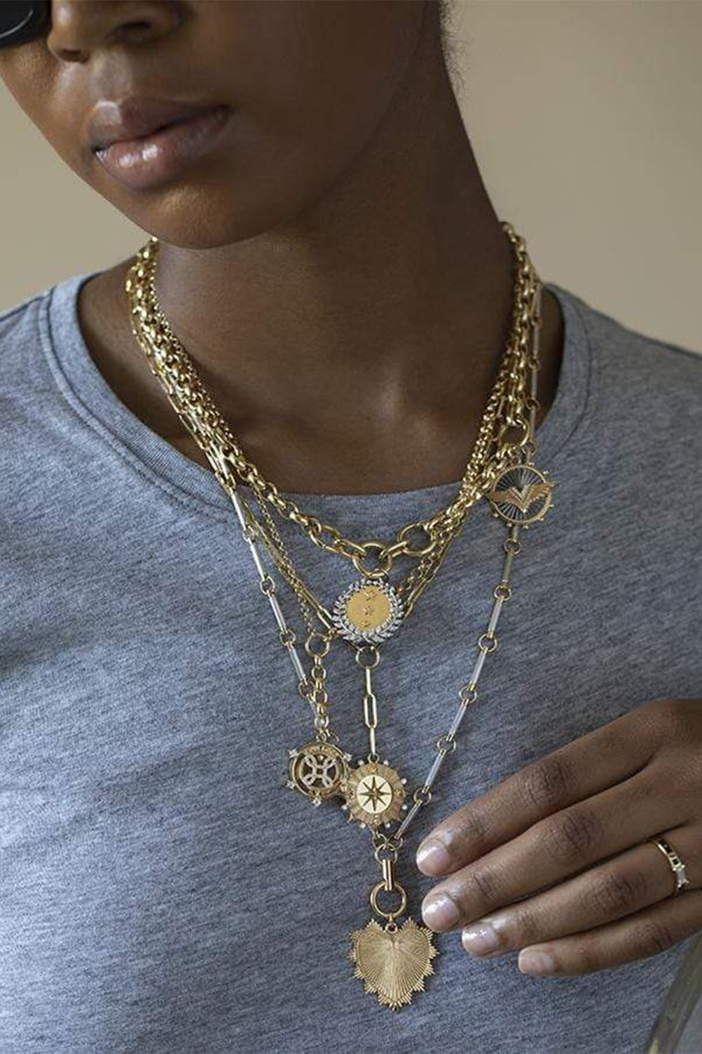 FOUNDRAE-Medium Belcher True Love Necklace-YELLOW GOLD