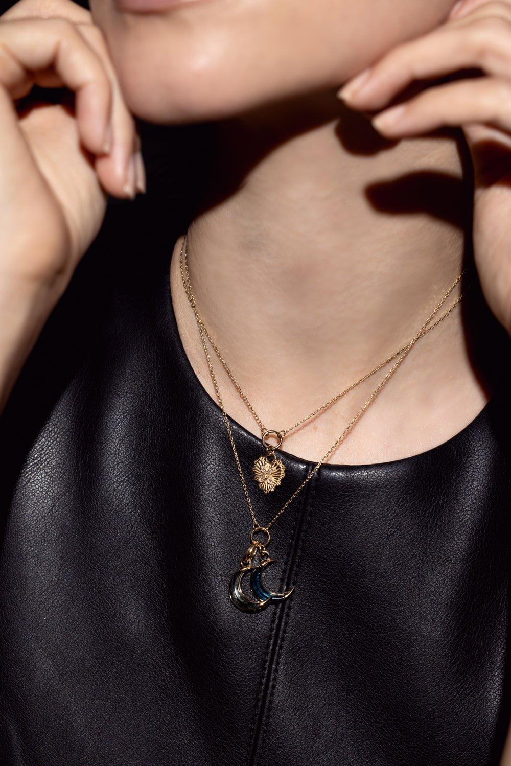 FOUNDRAE-Miniature Heart Pave Symbol Drop Necklace - Love-YELLOW GOLD