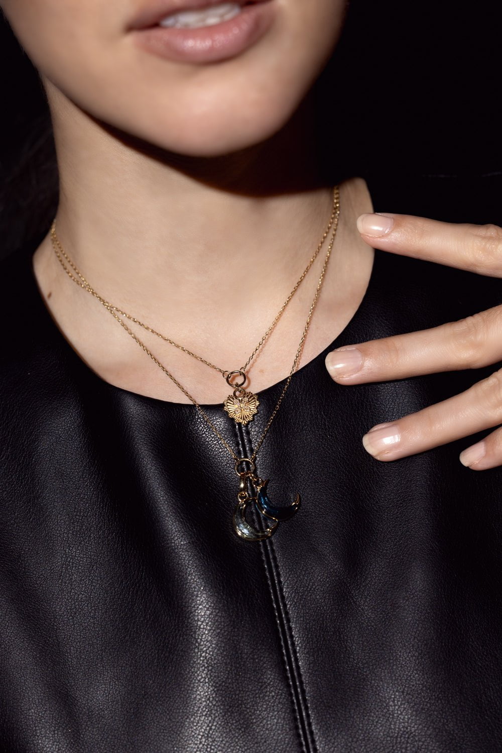 FOUNDRAE-Miniature Heart Pave Symbol Drop Necklace - Love-YELLOW GOLD