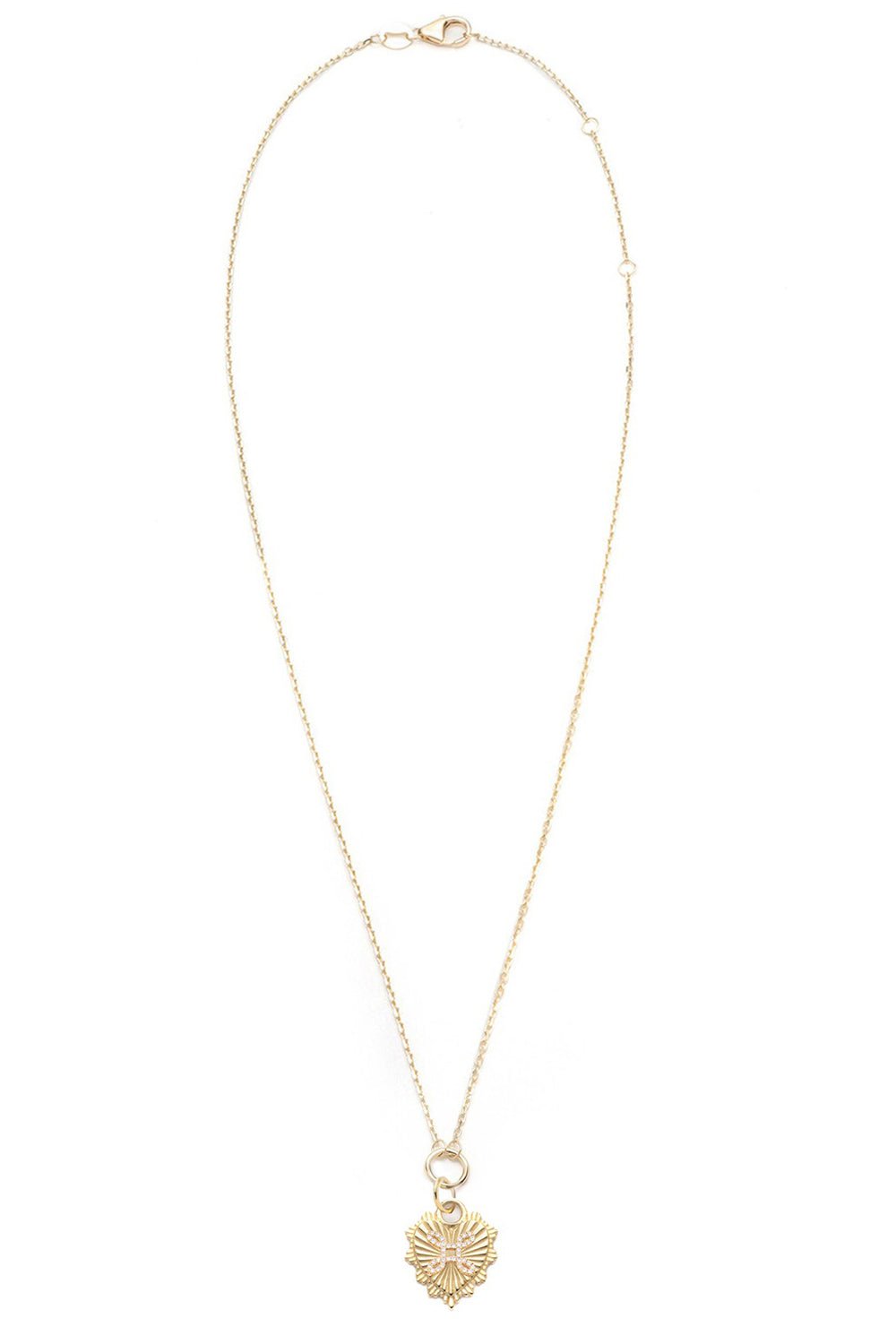 FOUNDRAE-Miniature Heart Pave Symbol Drop Necklace - Love-YELLOW GOLD