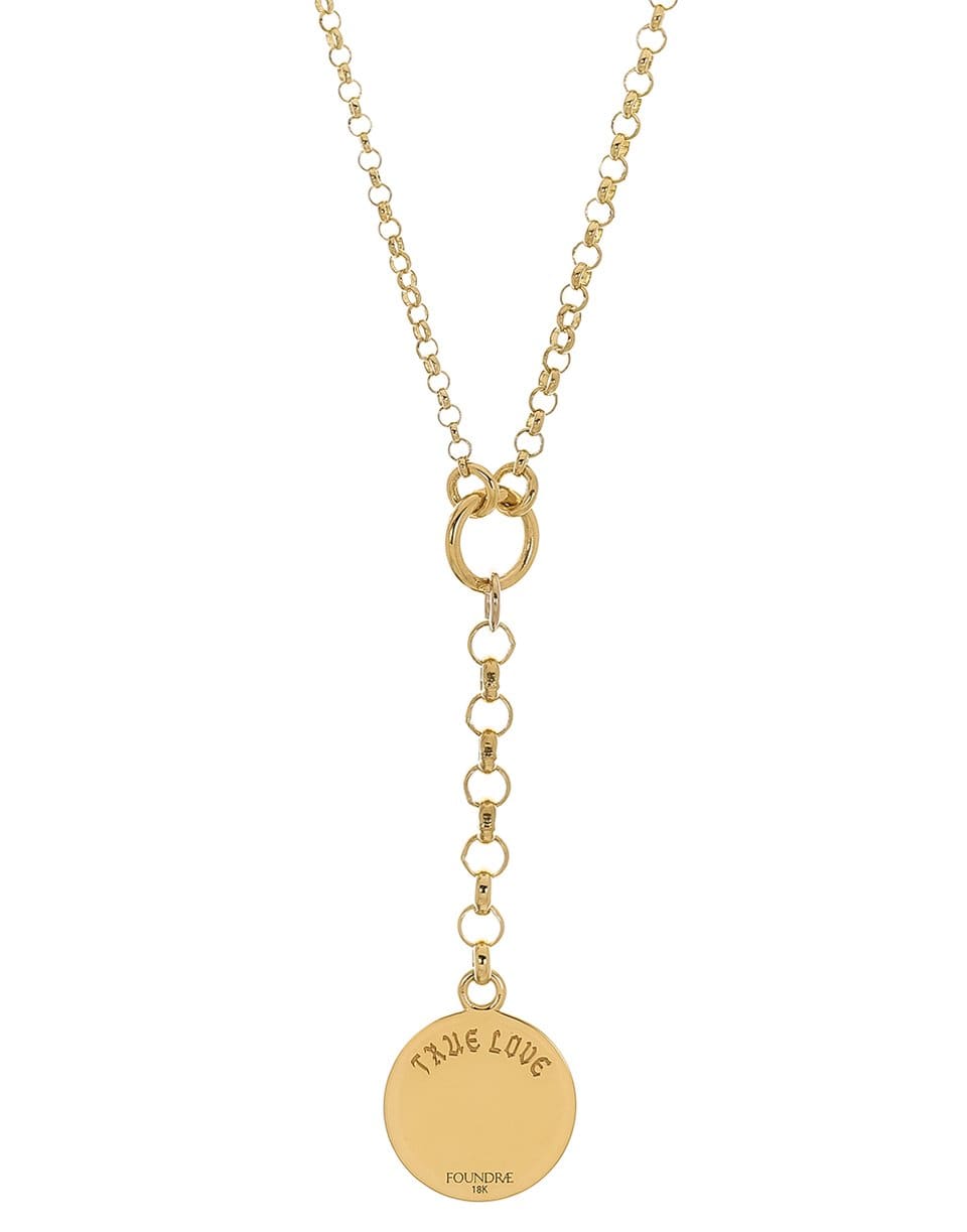 FOUNDRAE-Mixed Belcher Chain and Baby True Love Medallion Necklace-YELLOW GOLD