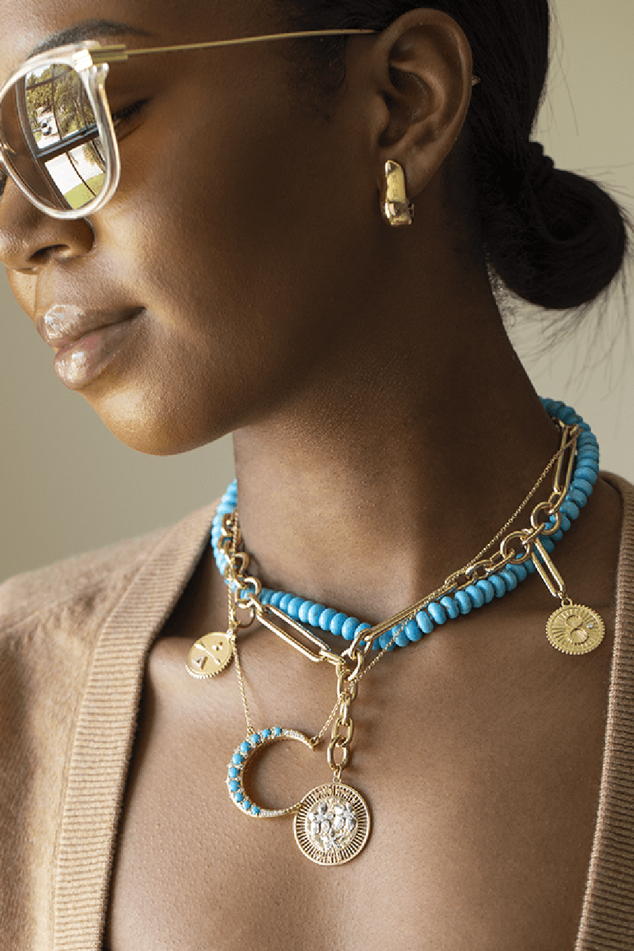 FOUNDRAE-Mixed Oversized Clip Choker-YELLOW GOLD