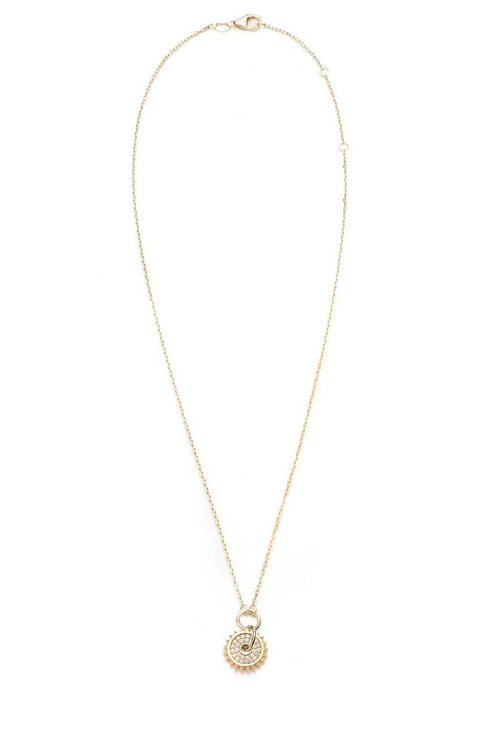 FOUNDRAE-Pave Disk Drop Necklace-YELLOW GOLD