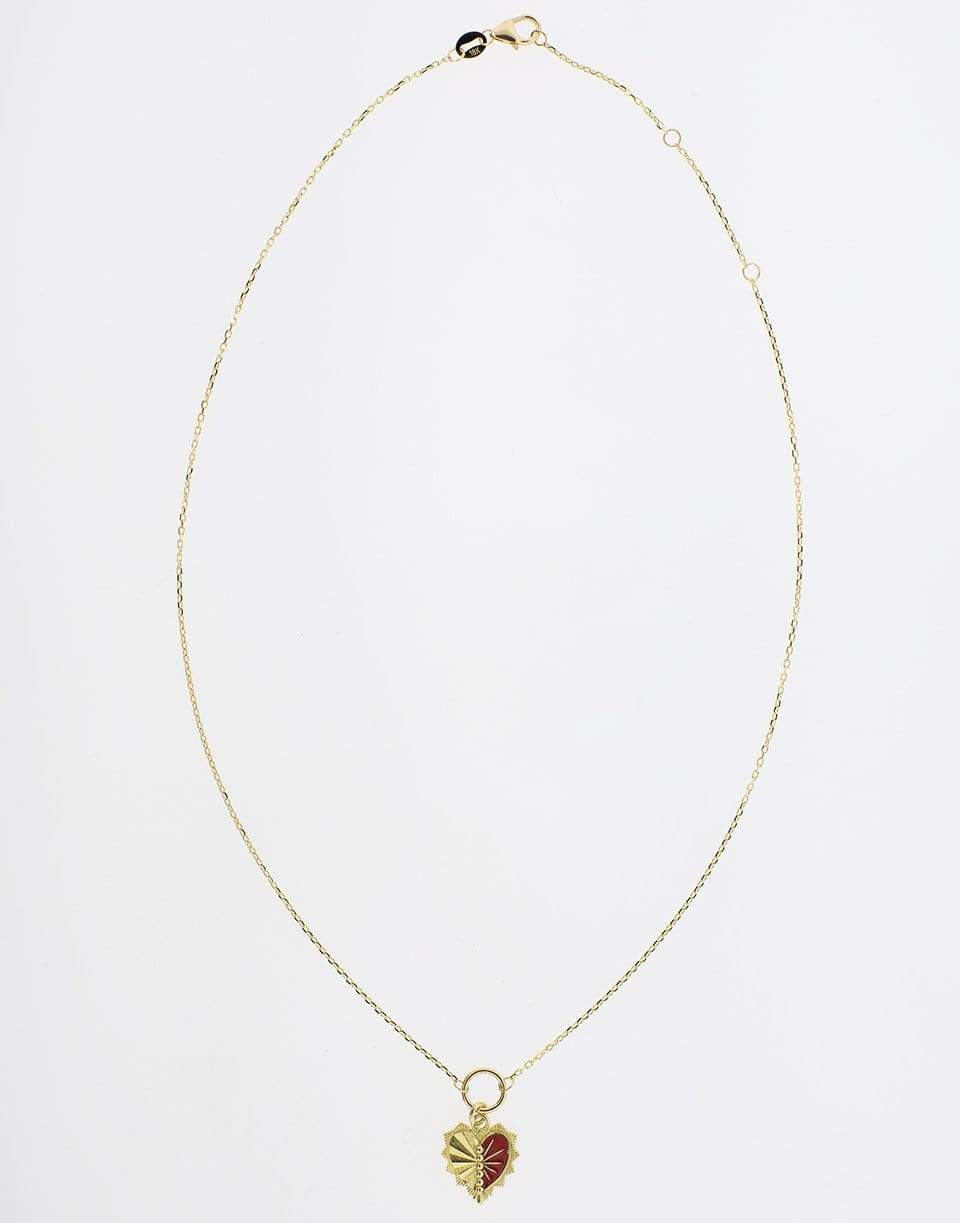 FOUNDRAE-Red Heart Love Token Necklace-YELLOW GOLD