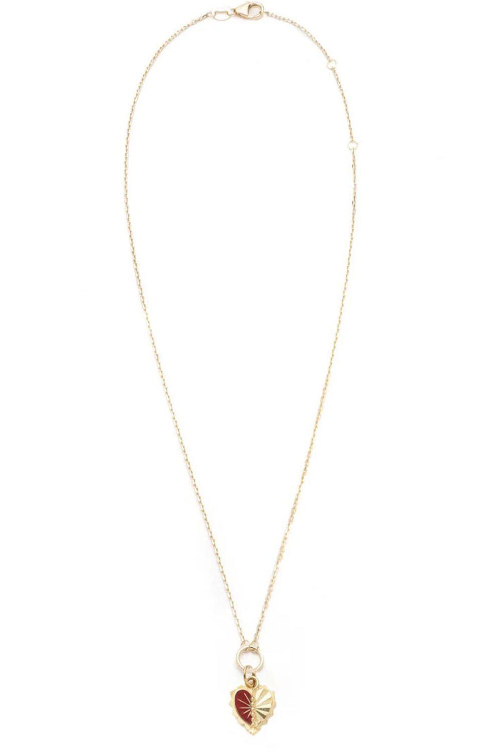 FOUNDRAE-Red Heart Love Token Necklace-YELLOW GOLD