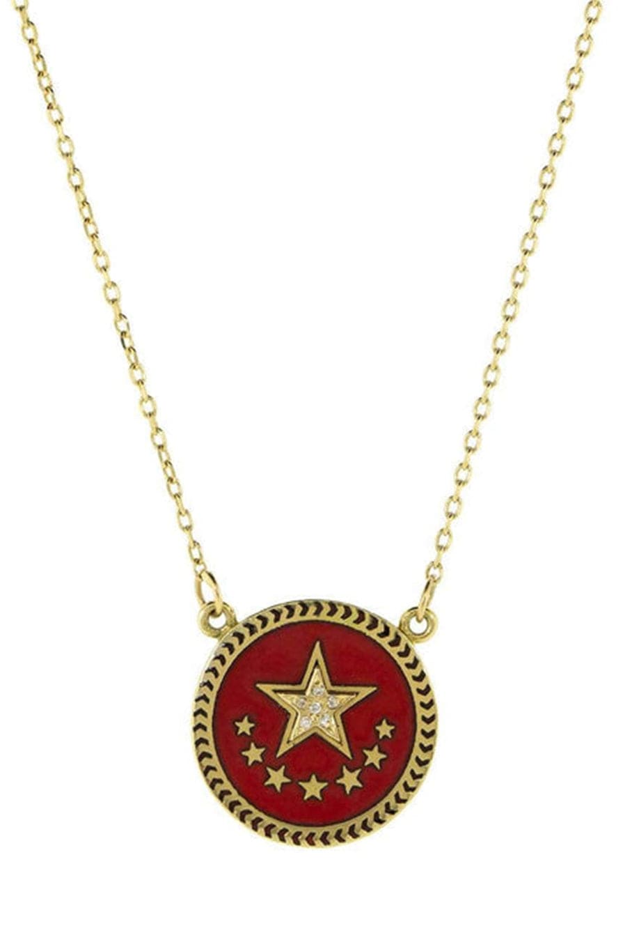 FOUNDRAE-Red Strength Pendant Necklace-YELLOW GOLD