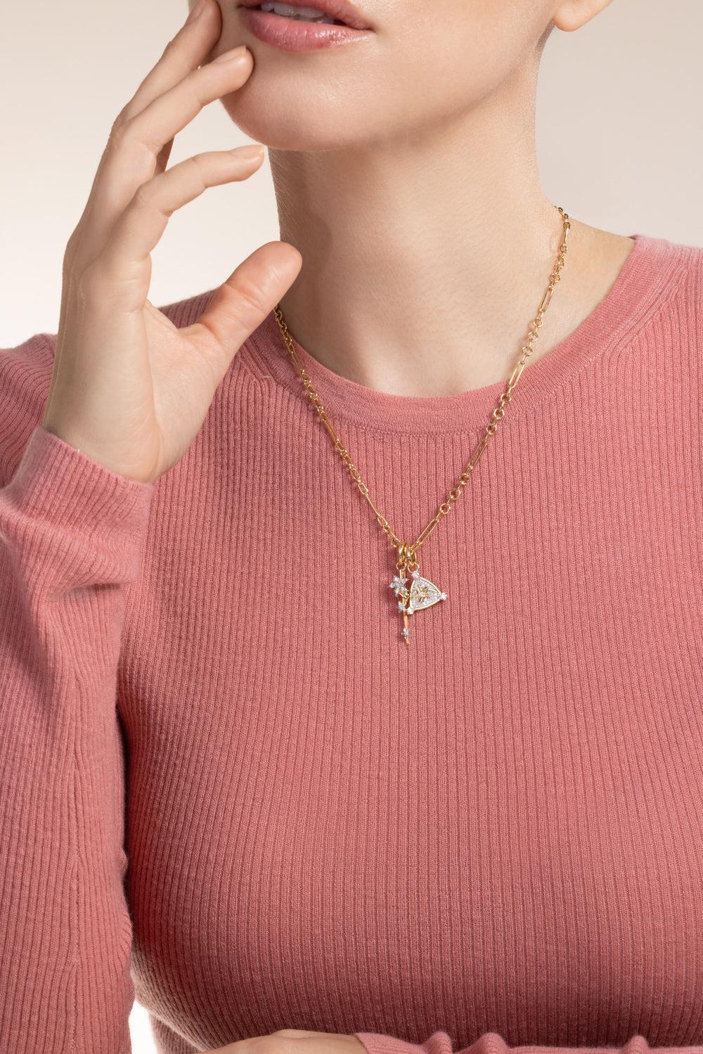 Resilience - Diamond Blossoms And Thorn Mixed Clip Necklace-YELLOW GOLD-JEWELRYFINE JEWELNECKLACE O-FOUNDRAE