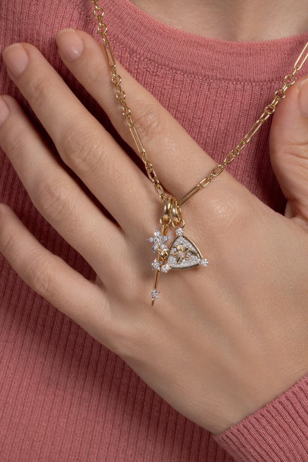 Resilience - Diamond Blossoms And Thorn Mixed Clip Necklace-YELLOW GOLD-JEWELRYFINE JEWELNECKLACE O-FOUNDRAE