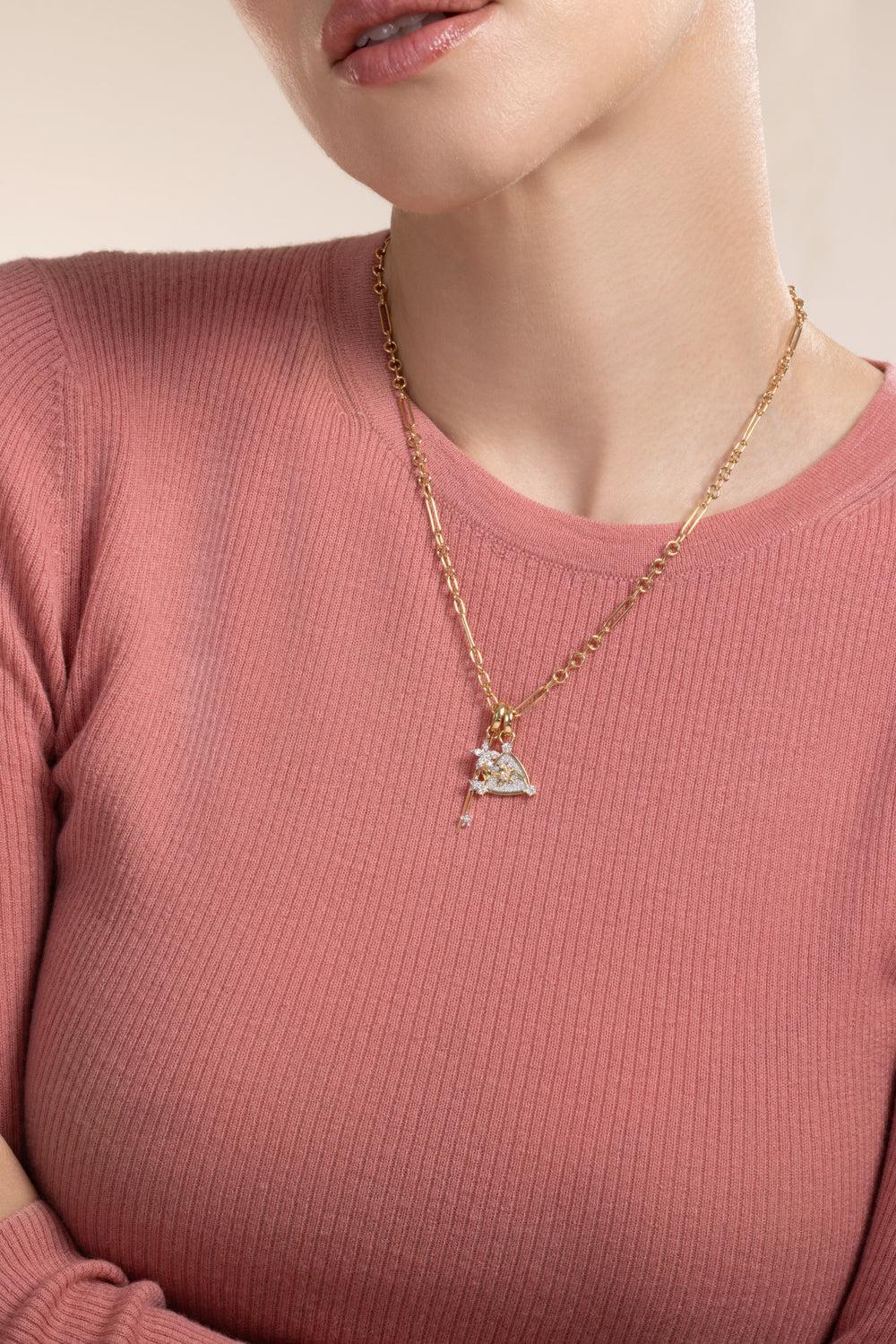 Resilience - Diamond Blossoms And Thorn Mixed Clip Necklace-YELLOW GOLD-JEWELRYFINE JEWELNECKLACE O-FOUNDRAE
