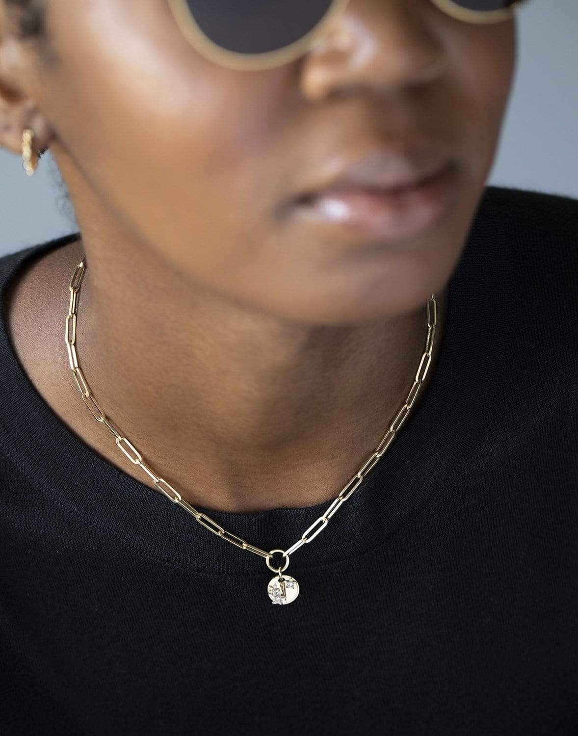 FOUNDRAE-Resilience Mini Clip Coin Necklace-YELLOW GOLD