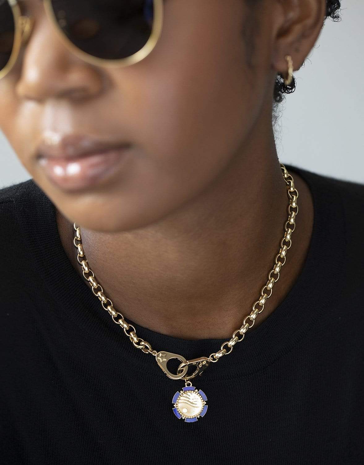 FOUNDRAE-Sister Hook Oversized Belcher Choker-YELLOW GOLD