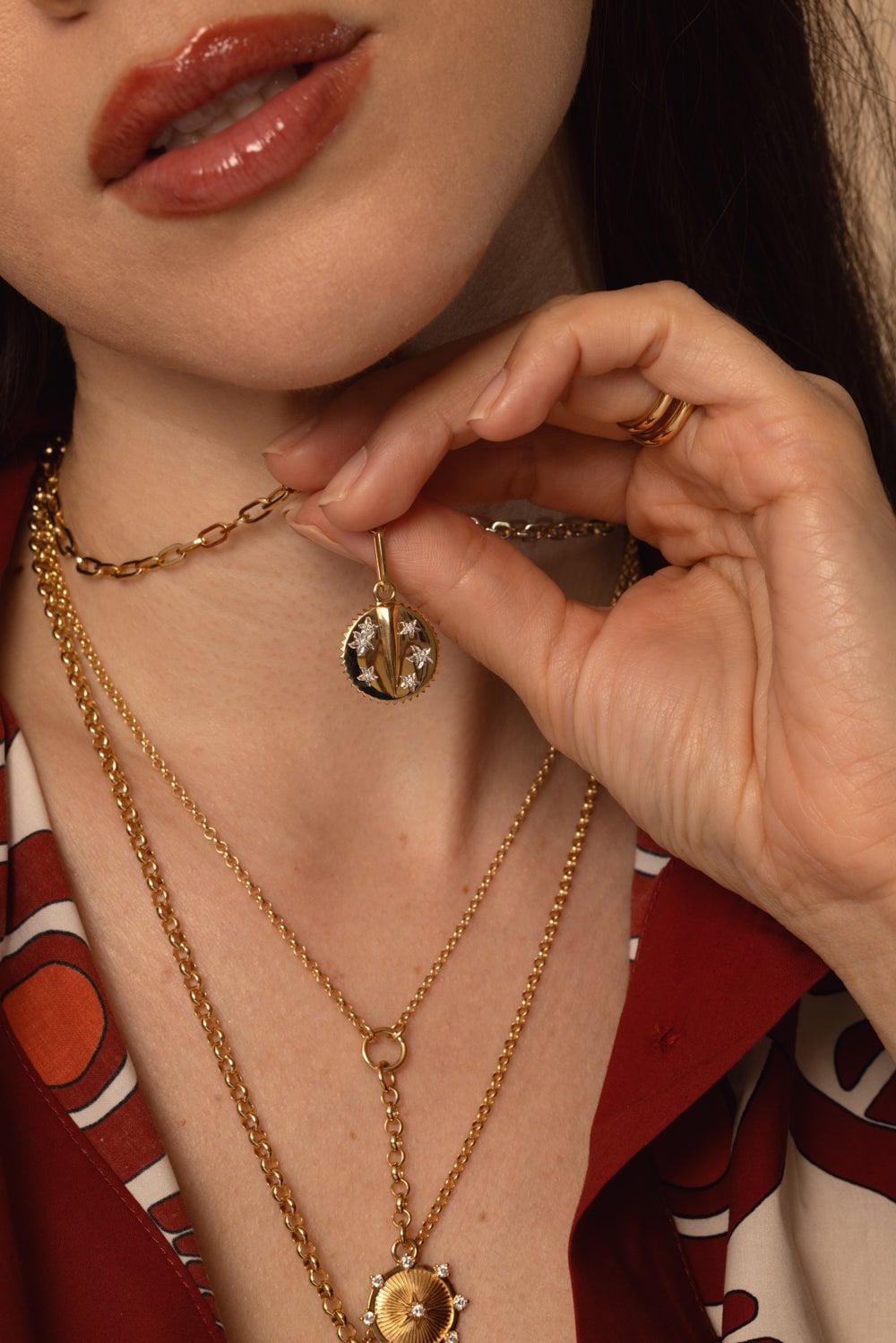 FOUNDRAE-Small Resilience Mixed Belcher Necklace-YELLOW GOLD