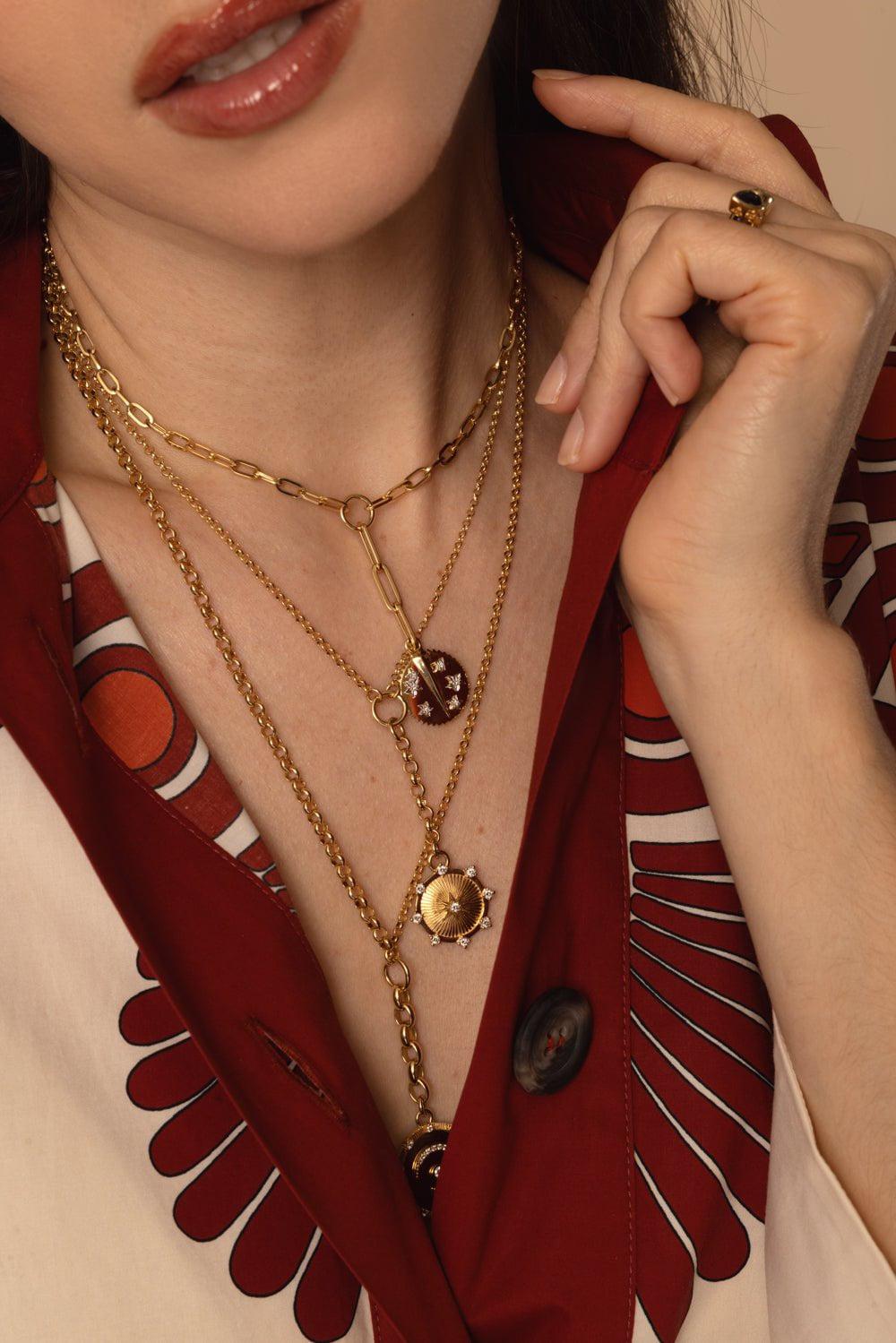 FOUNDRAE-Small Resilience Mixed Belcher Necklace-YELLOW GOLD