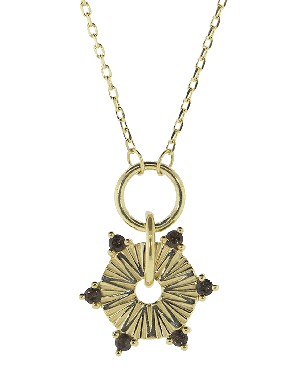 FOUNDRAE-Smoky Topaz Wood Element Necklace-YELLOW GOLD