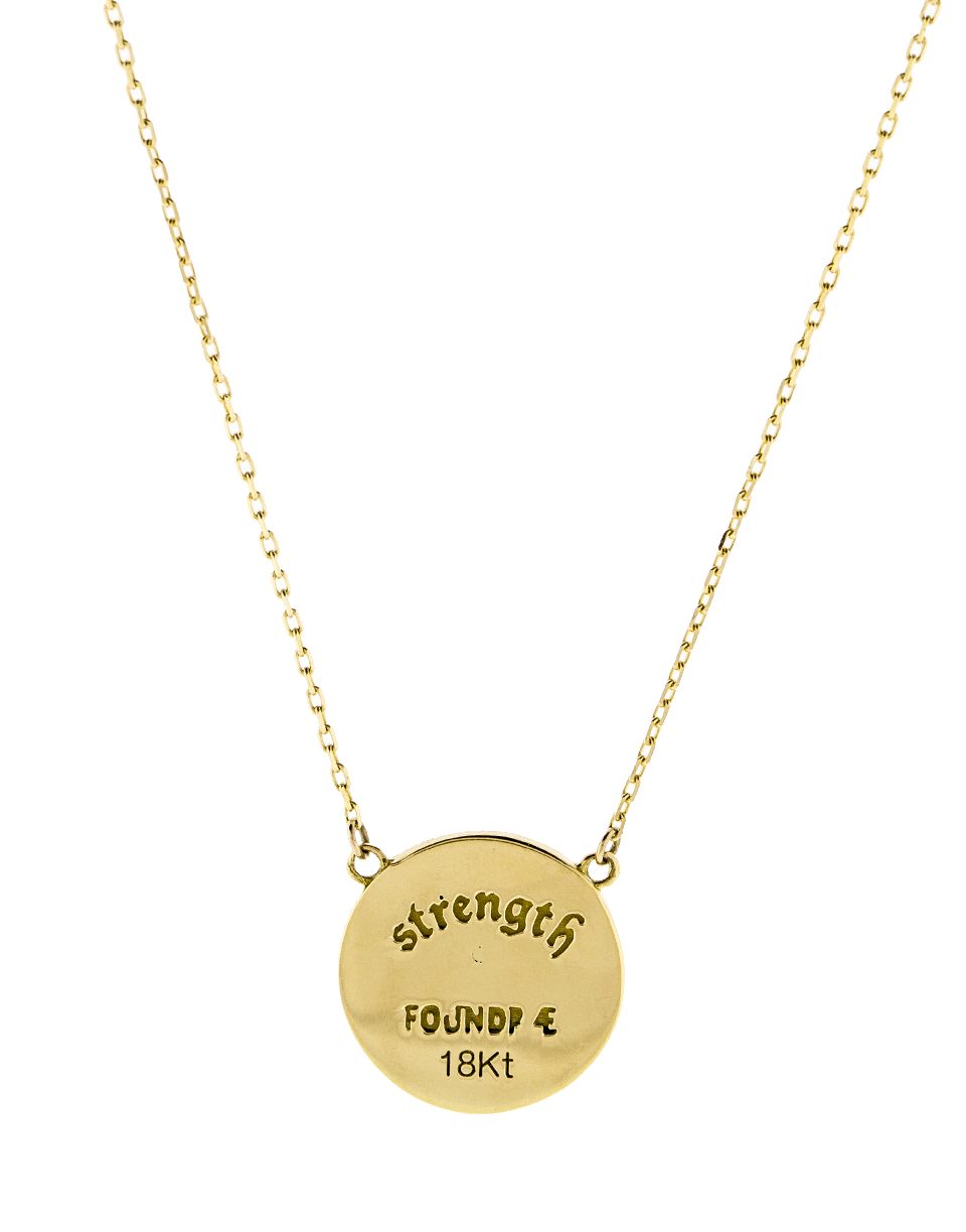 FOUNDRAE-Strength Petite Red Enamel Champleve Stationary Necklace-YELLOW GOLD