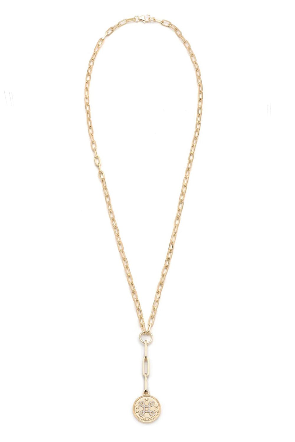 FOUNDRAE-True Love Spark Medallion Refined Clip Necklace-YELLOW GOLD