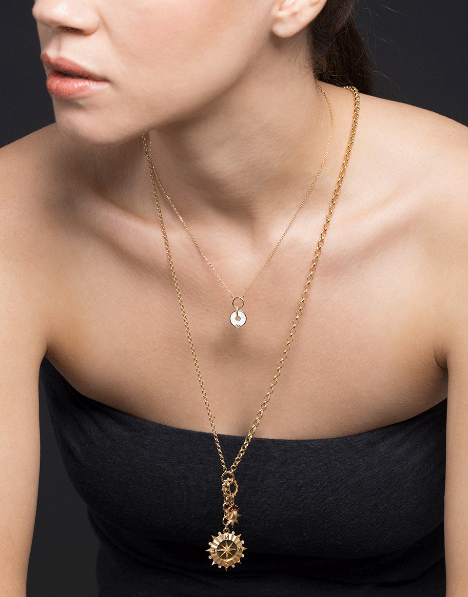 FOUNDRAE-White Diamond Gold Disc Necklace-YELLOW GOLD