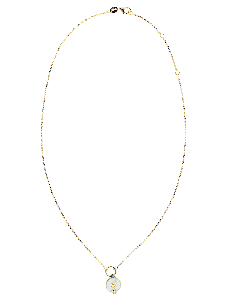 FOUNDRAE-White Diamond Gold Disc Necklace-YELLOW GOLD